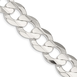 Exclusive 15.75mm Sterling Silver Concave Beveled Curb Chain - Stylish Value