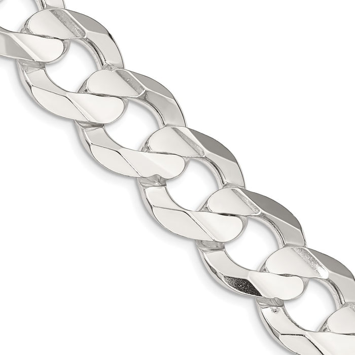 Exclusive 15.75mm Sterling Silver Concave Beveled Curb Chain - Stylish Value-1