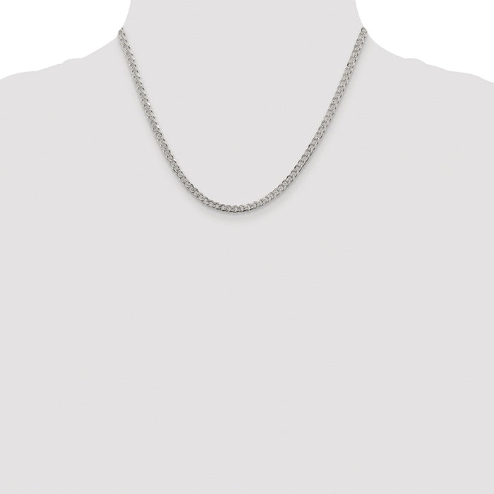 Exclusive Rhodium-Plated Sterling Silver 3.8mm Pav Curb Chain - Stylish Value-4