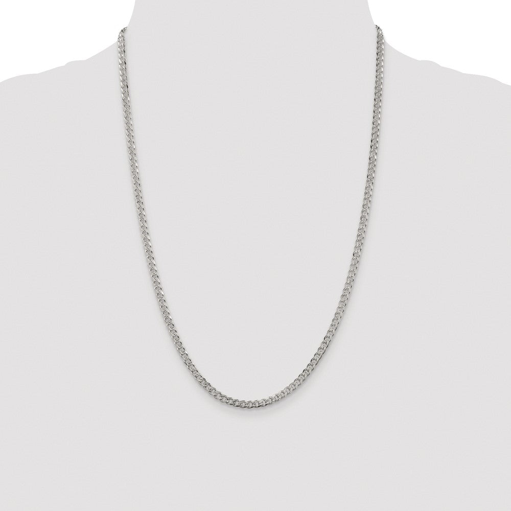 Buy Stylish Rhodium-Plated Sterling Silver 3.8mm Pav Curb Chain - Luxury Value