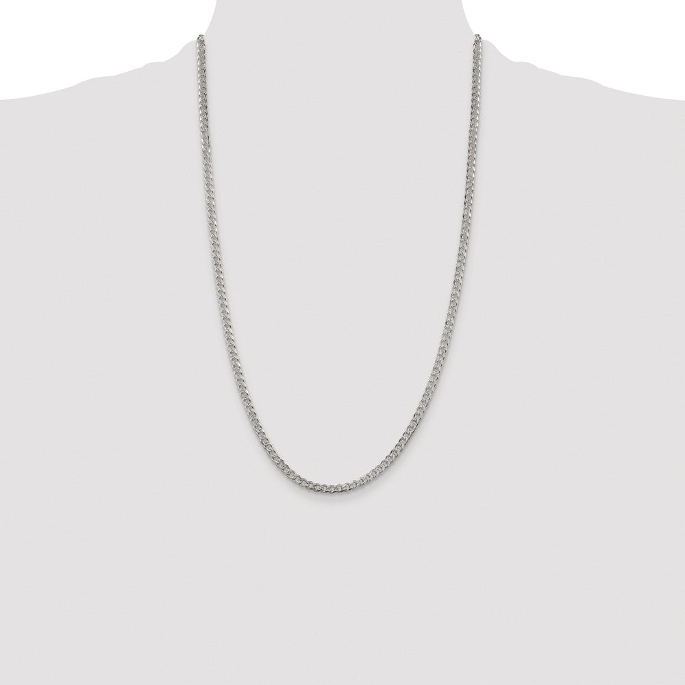 Buy Stylish Rhodium-Plated Sterling Silver 3.8mm Pav Curb Chain - Luxury Value