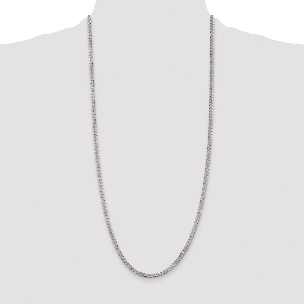 Exclusive Rhodium-Plated Sterling Silver 3.8mm Pav Curb Chain - Stylish Value!