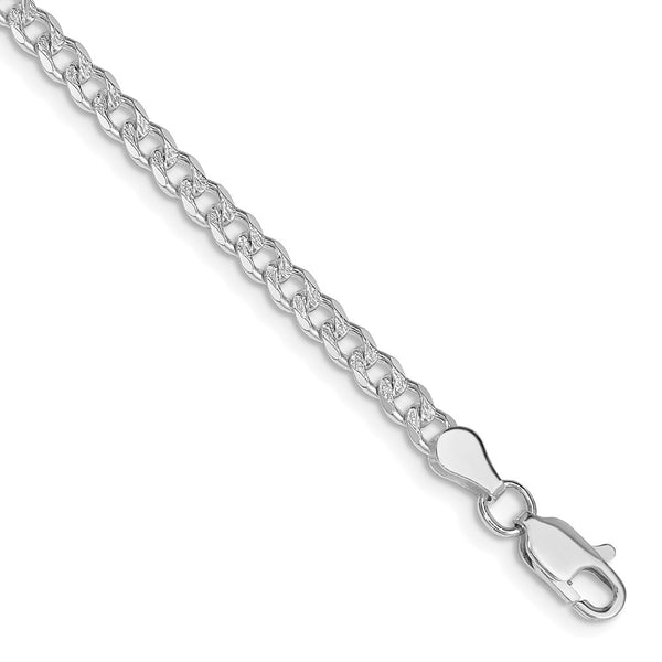 Rhodium-Plated Sterling Silver 3.8mm Pavé Curb Chain - Style GR1-1029960