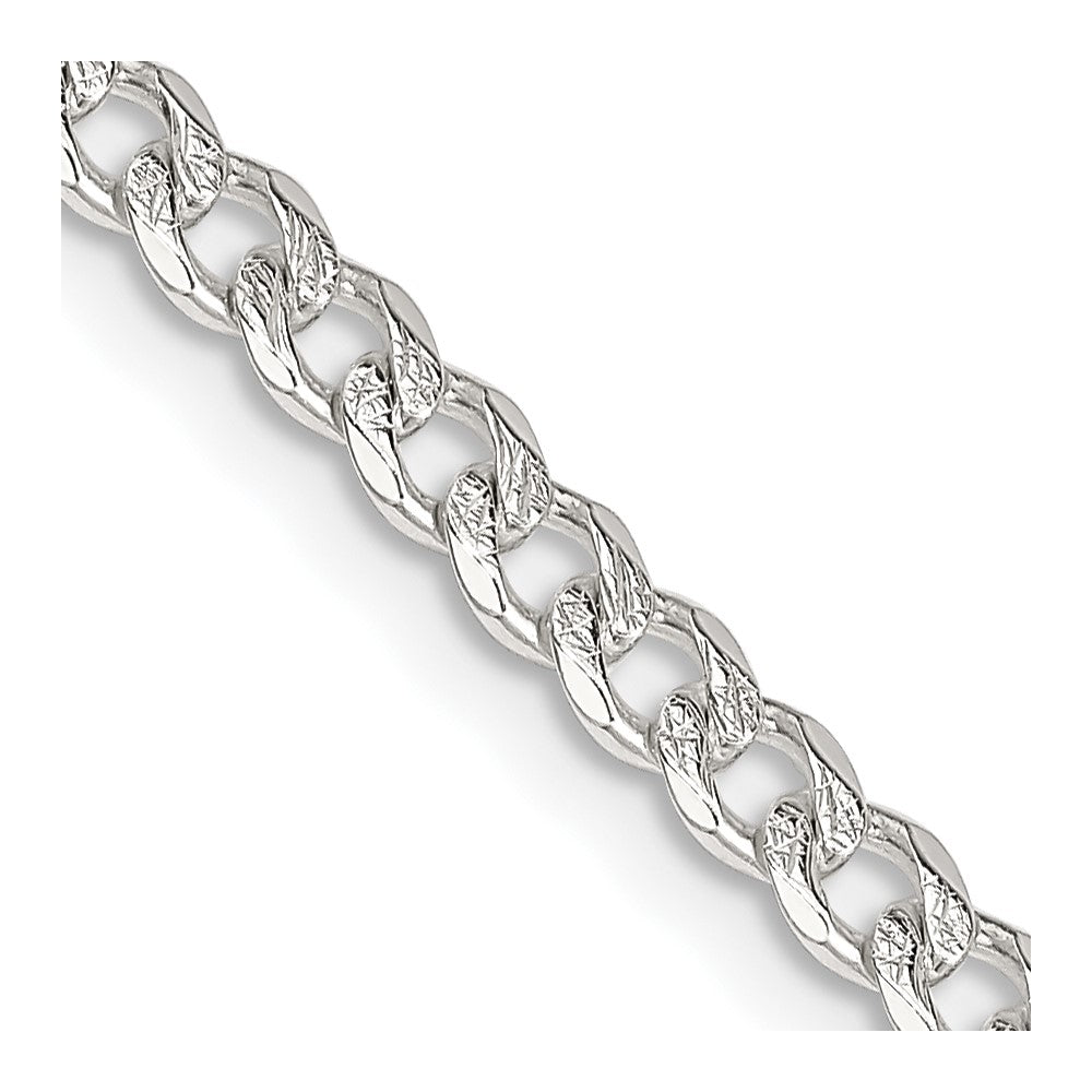 High-Quality Sterling Silver 3.8mm Pav Curb Chain - Stylish & Affordable!