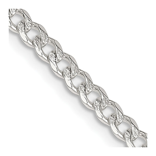 Buy Stylish 3.8mm Pav Curb Chain Necklace in High-Quality Sterling Silver