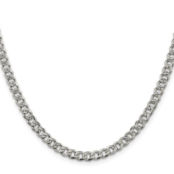 Rhodium-Plated Sterling Silver 4.5mm Pavé Curb Chain - Style GR1-1032070