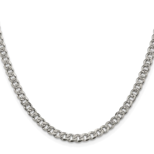 Exclusive Rhodium-Plated Sterling Silver 4.5mm Pav Curb Chain - Stylish Value