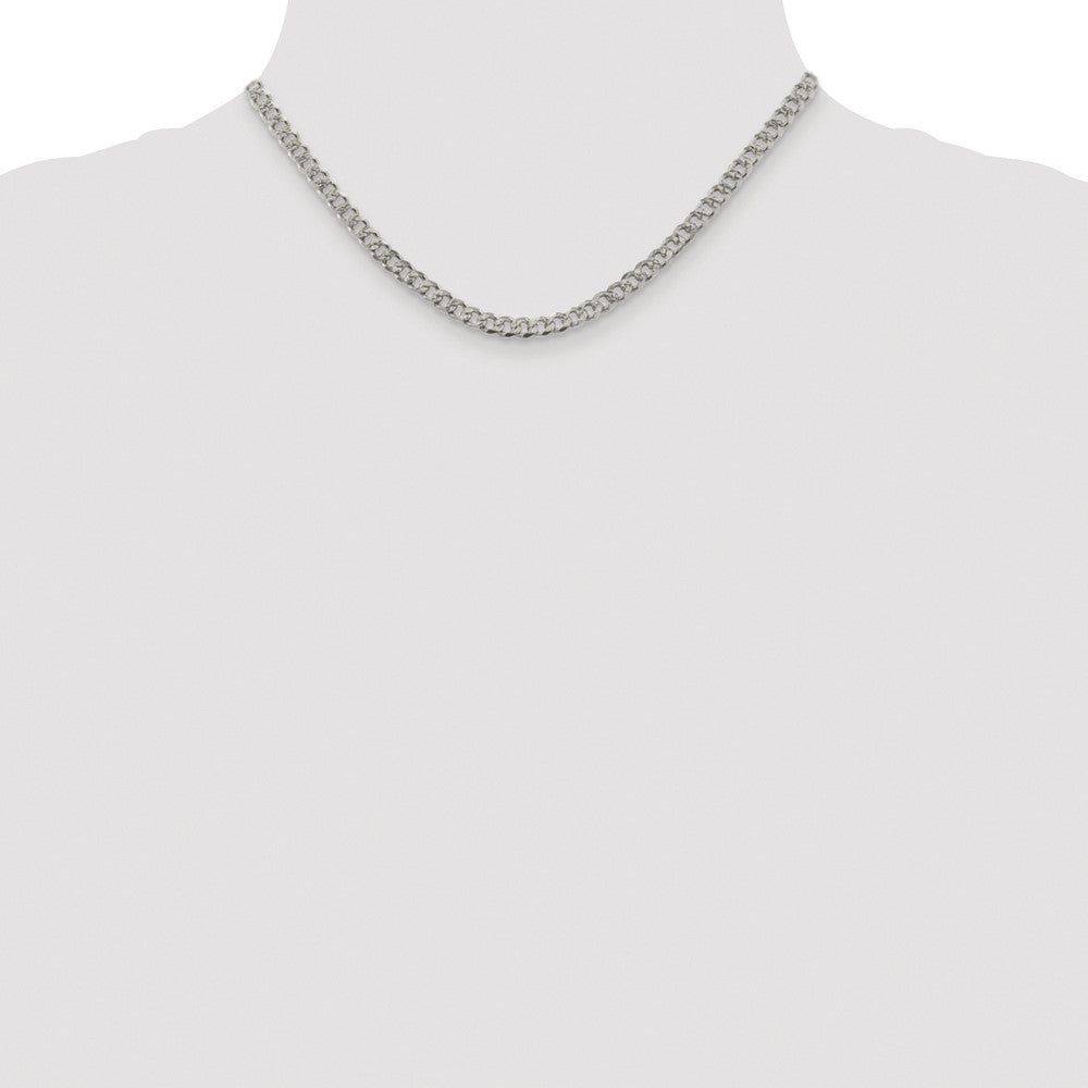 Exclusive Rhodium-Plated Sterling Silver 4.5mm Pav Curb Chain - Stylish Value