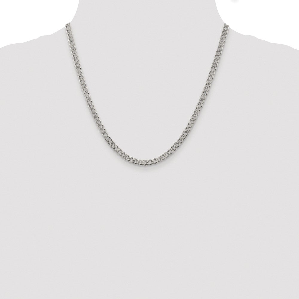 High-Quality Rhodium-Plated Sterling Silver 4.5mm Pav Curb Chain - Stylish Value!