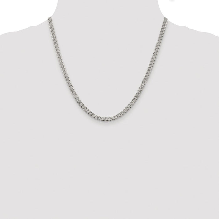 High-Quality Rhodium-Plated Sterling Silver 4.5mm Pav Curb Chain - Stylish Value!-4