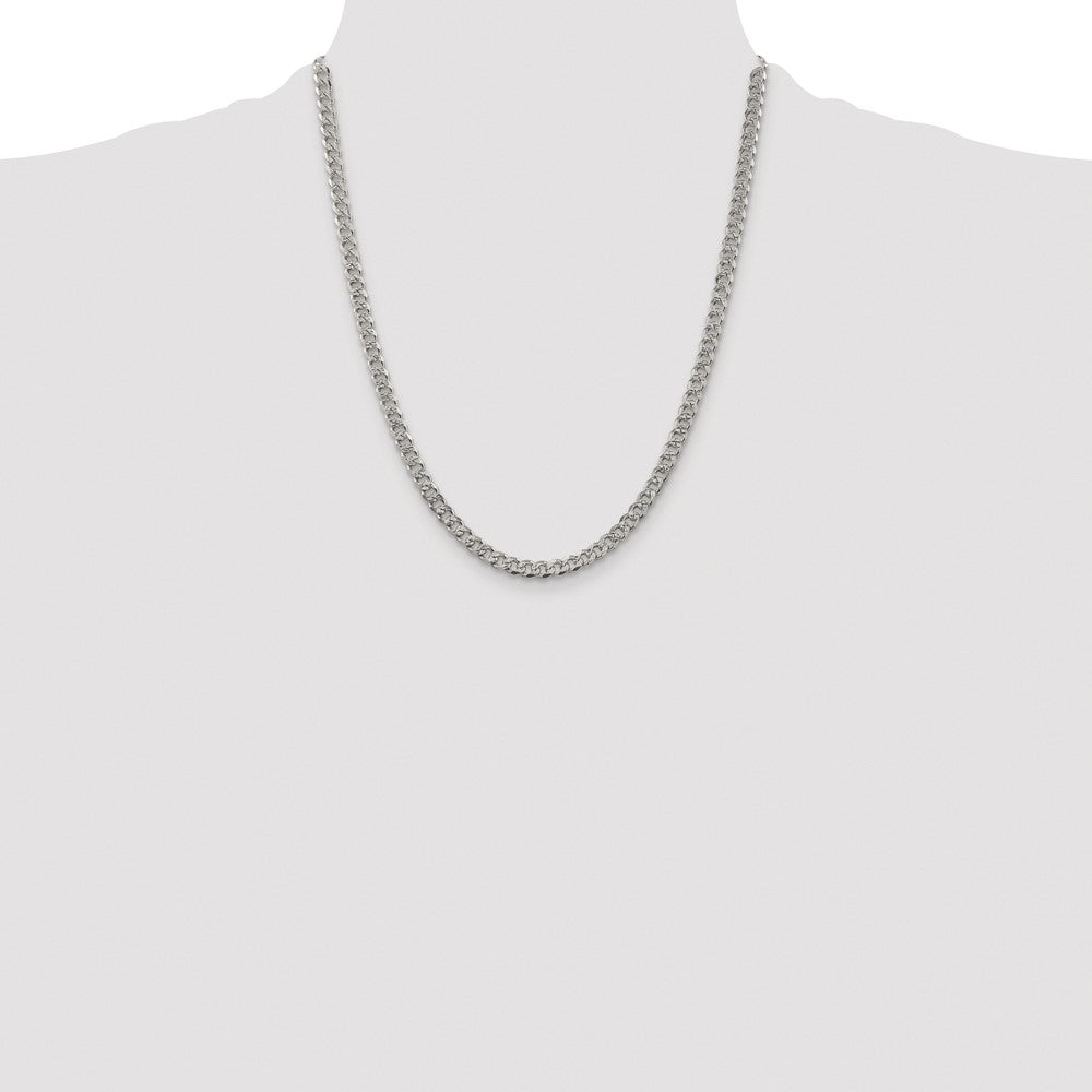 Buy Stylish Rhodium-Plated Sterling Silver 4.5mm Pave Curb Chain - Affordable Luxury