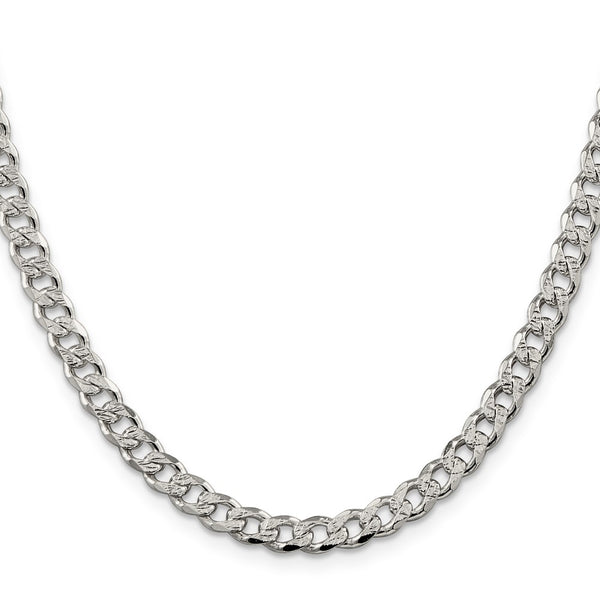 5.5mm Sterling Silver Pave Curb Chain