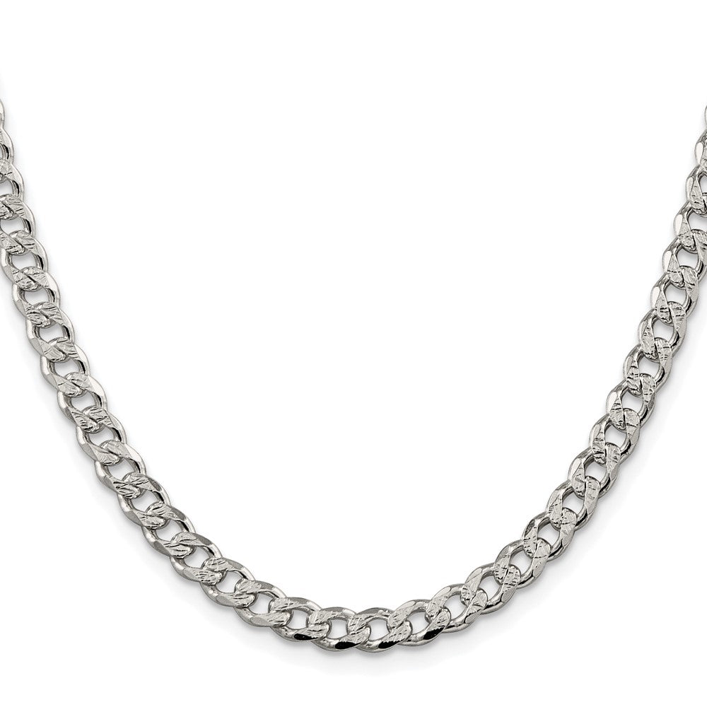 Buy Stylish Rhodium-Plated Sterling Silver 5.5mm Pav Curb Chain - Affordable Luxury!