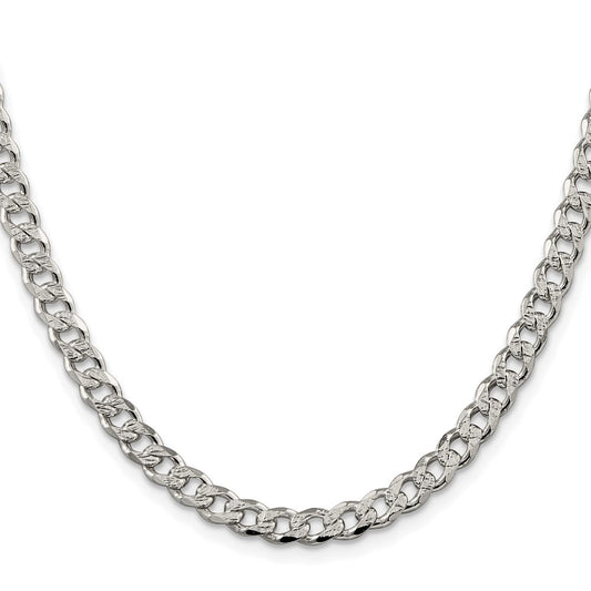Buy Stylish Rhodium-Plated Sterling Silver 5.5mm Pav Curb Chain - Affordable Luxury!