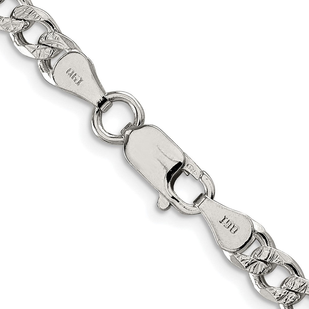 Buy Stylish Rhodium-Plated Sterling Silver 5.5mm Pav Curb Chain - Affordable Luxury!