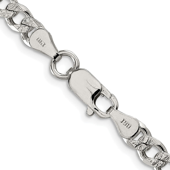 Buy Exclusive 5.5mm Rhodium-Plated Sterling Silver Pav Curb Chain - Stylish Value!-3