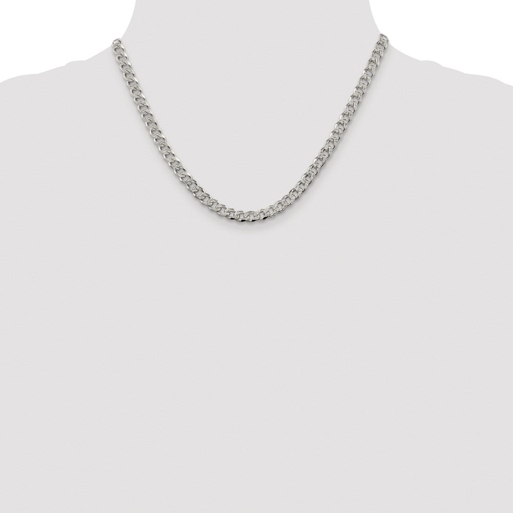 Order Stylish 5.5mm Pav Curb Chain in Rhodium-Plated Sterling Silver