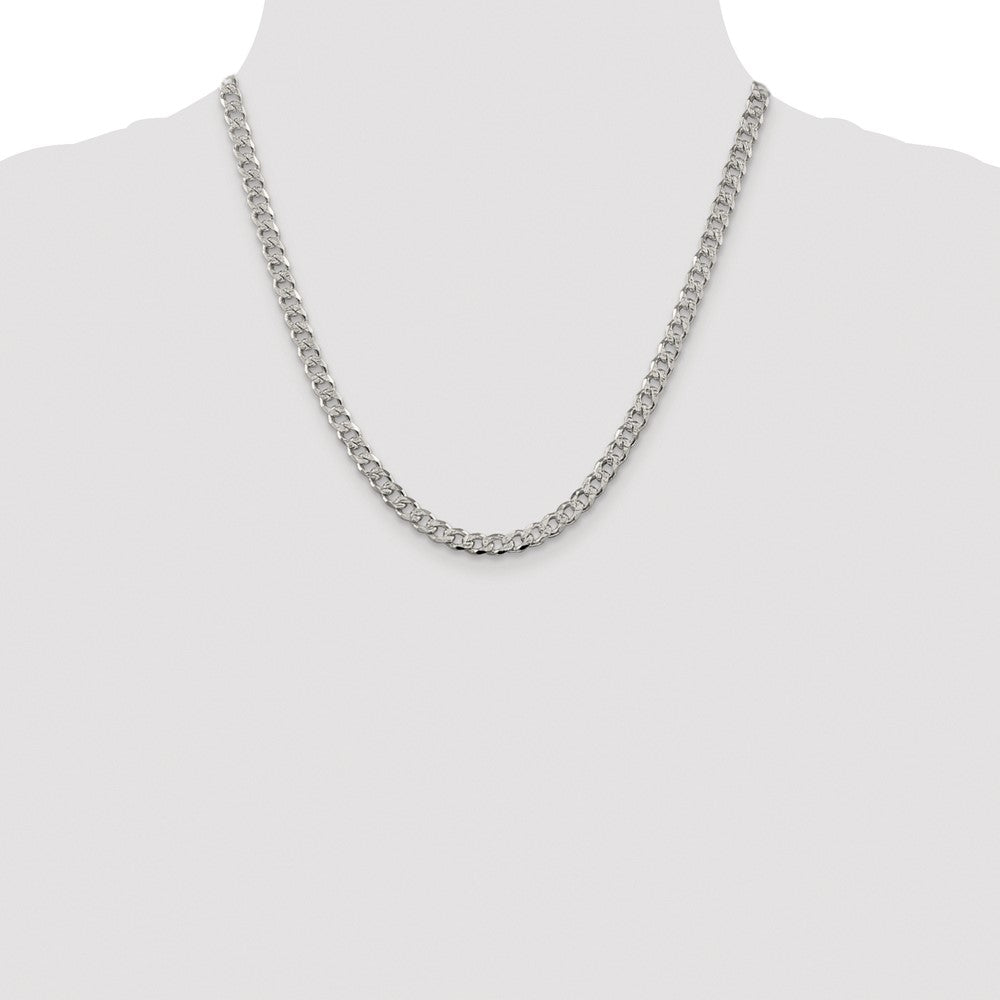 Buy Exclusive 5.5mm Rhodium-Plated Sterling Silver Pav Curb Chain - Stylish Value!