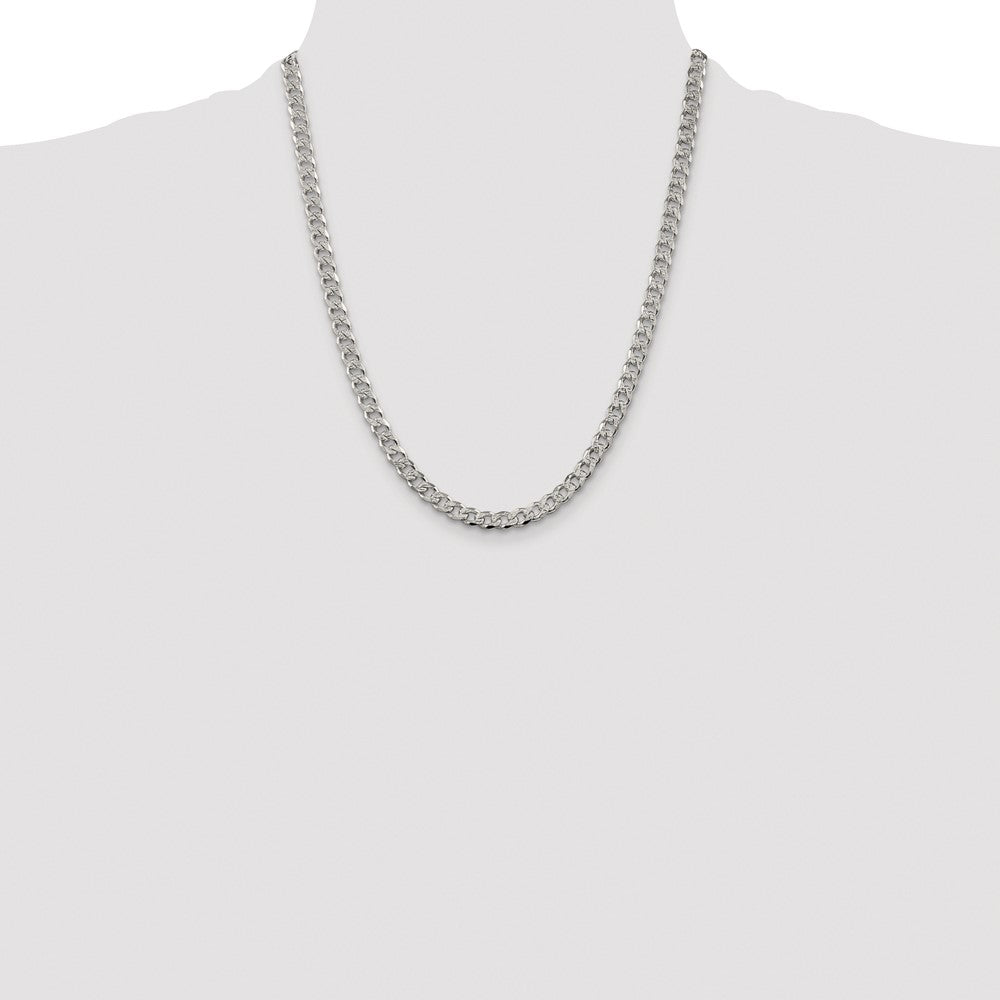 Buy Stylish Rhodium-Plated Sterling Silver 5.5mm Pav Curb Chain - Luxury Value!