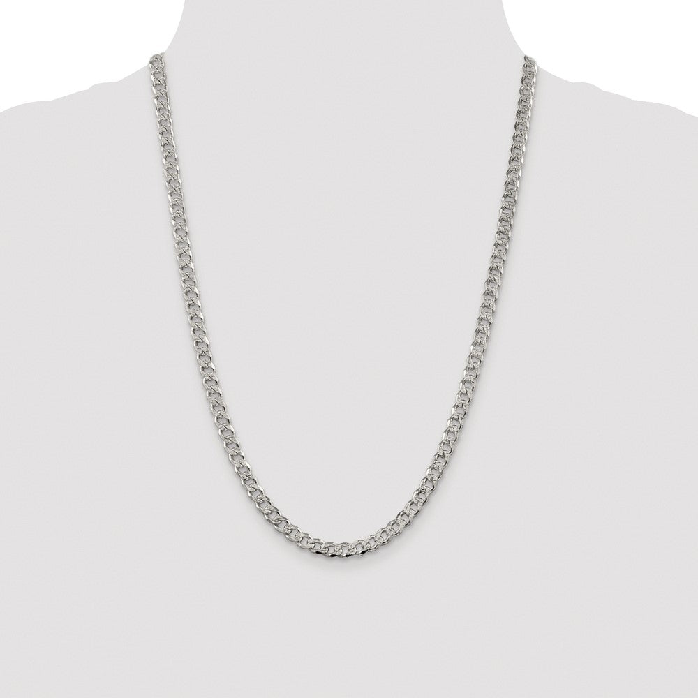 Exclusive Rhodium-Plated Sterling Silver 5.5mm Pav Curb Chain - Stylish Value