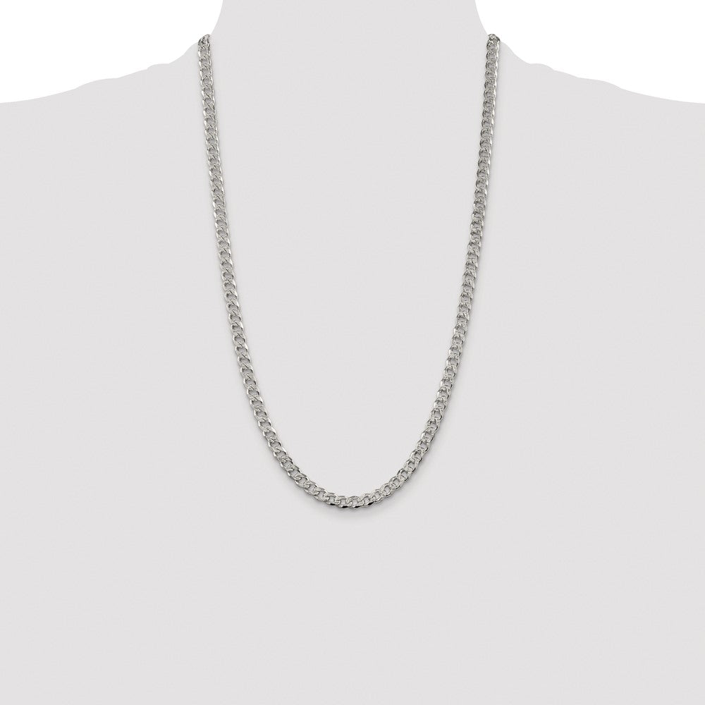 Buy Stylish Rhodium-Plated Sterling Silver 5.5mm Pav Curb Chain - Affordable Luxury!