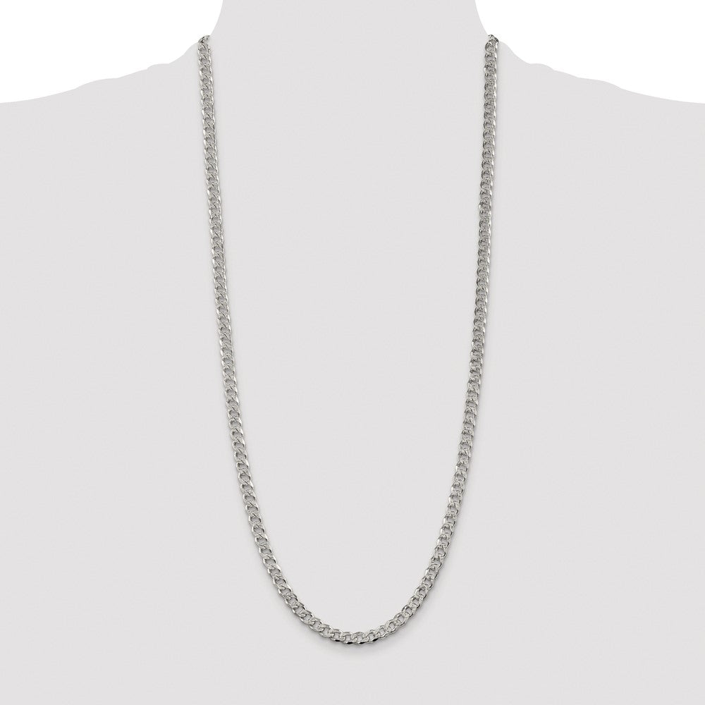 Exclusive Rhodium-Plated Sterling Silver 5.5mm Pave Curb Chain - Stylish Value!