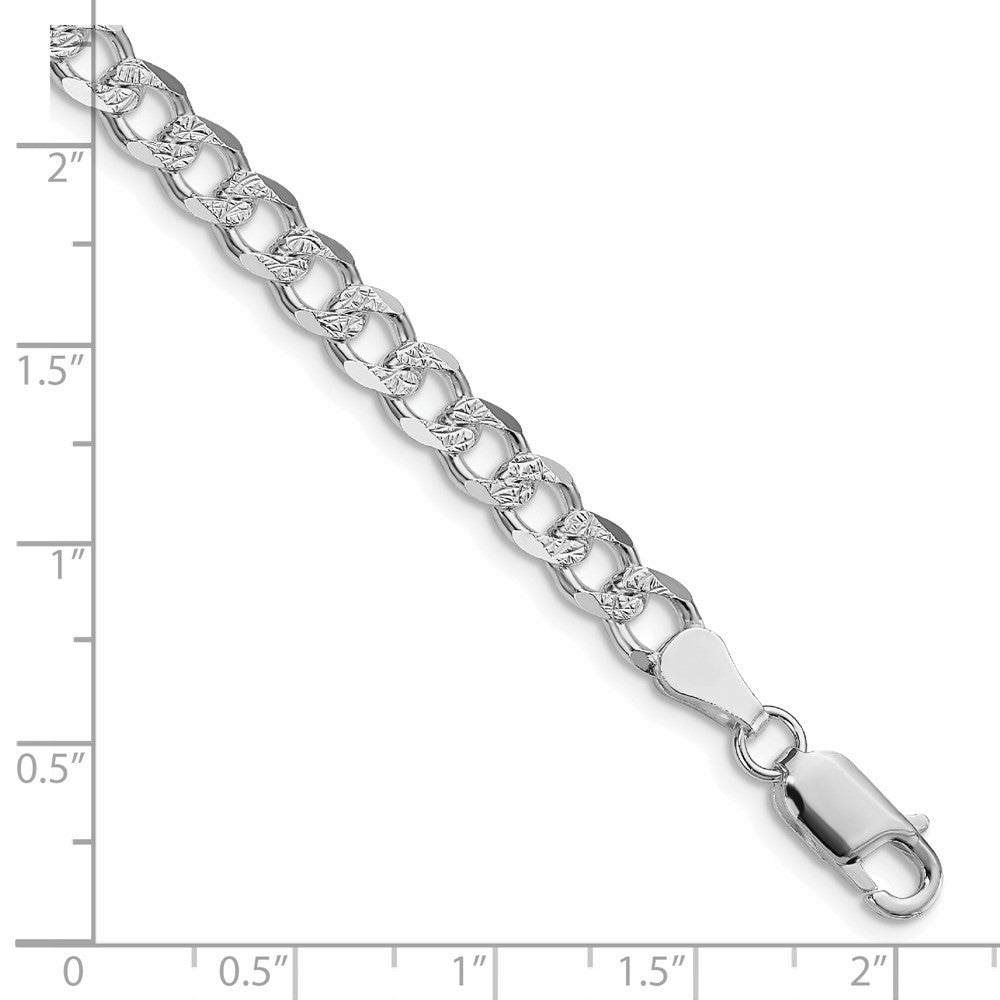Exclusive Rhodium-Plated Sterling Silver 5.5mm Pav Curb Chain - Stylish Value