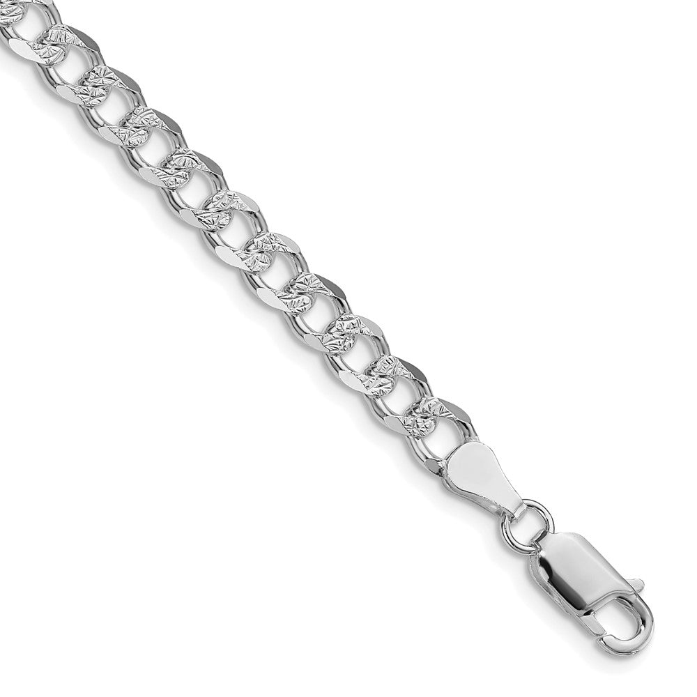 Buy Stylish Rhodium-Plated Sterling Silver 5.5mm Pav Curb Chain - Affordable Elegance