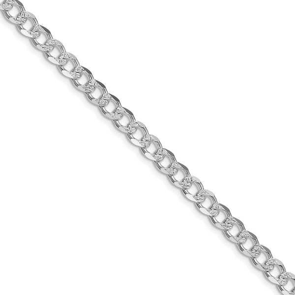 Rhodium-Plated Sterling Silver 5.5mm Pavé Curb Chain - Style GR1-1031969