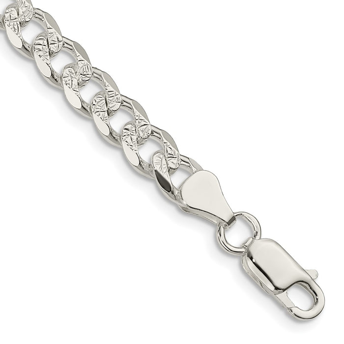 Buy Stylish 7mm Sterling Silver Pave Curb Link Chain - High-Quality Value!-1