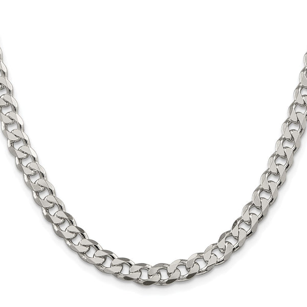 Rhodium-Plated Sterling Silver 7mm Pavé Curb Chain