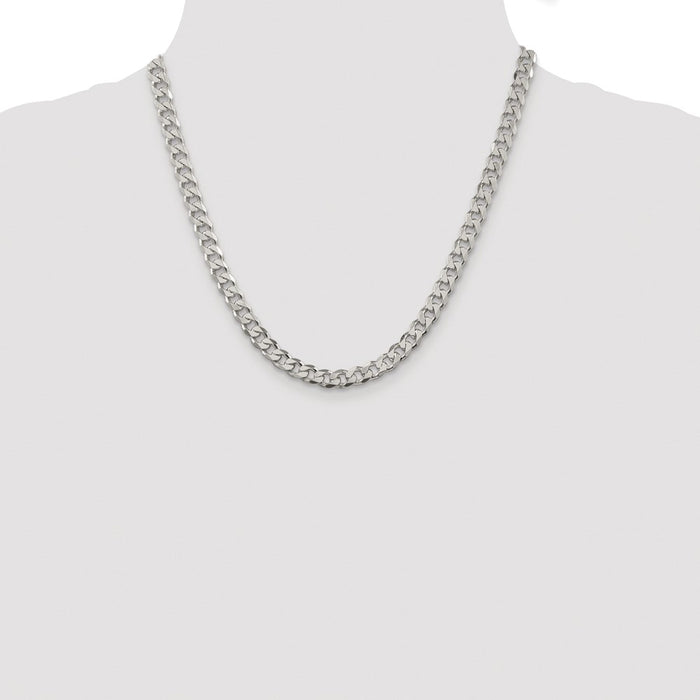 Exclusive Rhodium-Plated 7mm Sterling Silver Pav Curb Chain - Stylish Value-4