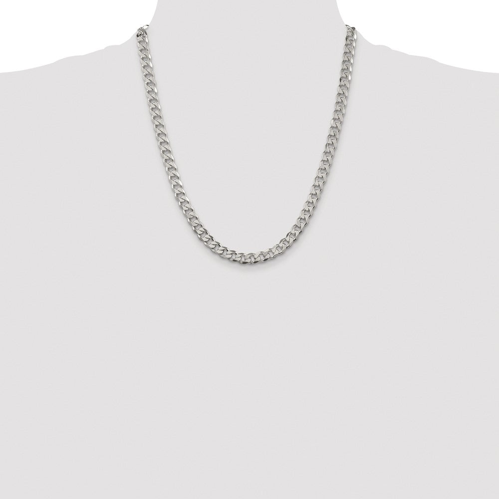 Buy Exclusive 7mm Rhodium-Plated Pav Curb Chain in Stylish Sterling Silver