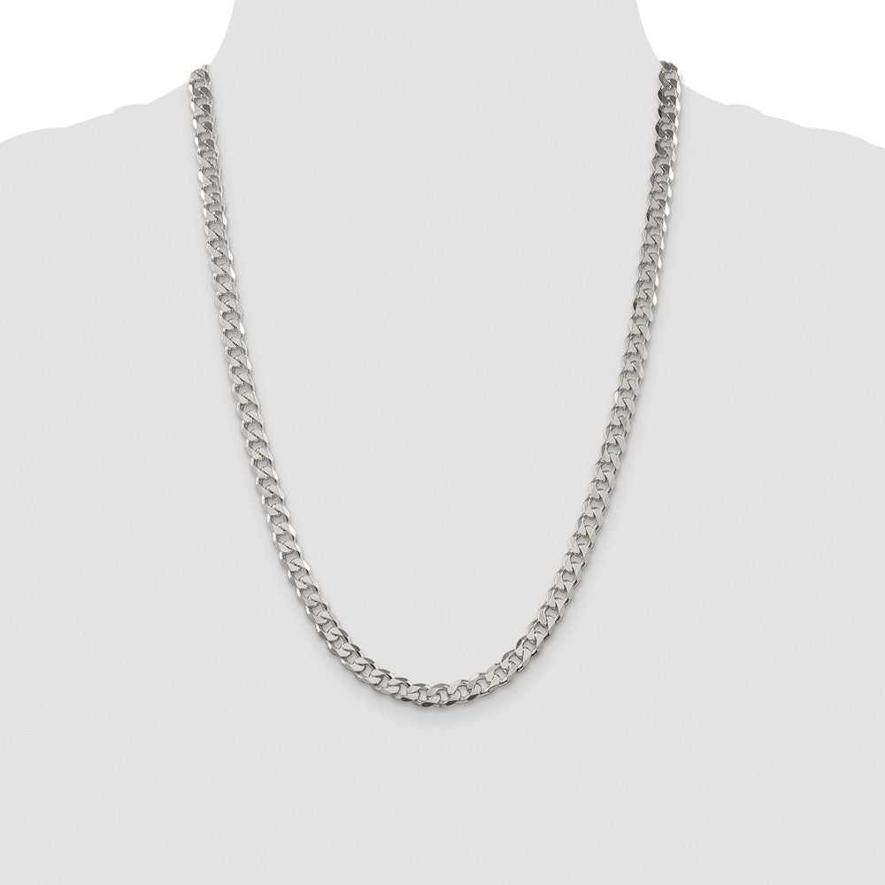 Buy Stylish Rhodium-Plated Sterling Silver 7mm Pav Curb Chain - Affordable Luxury