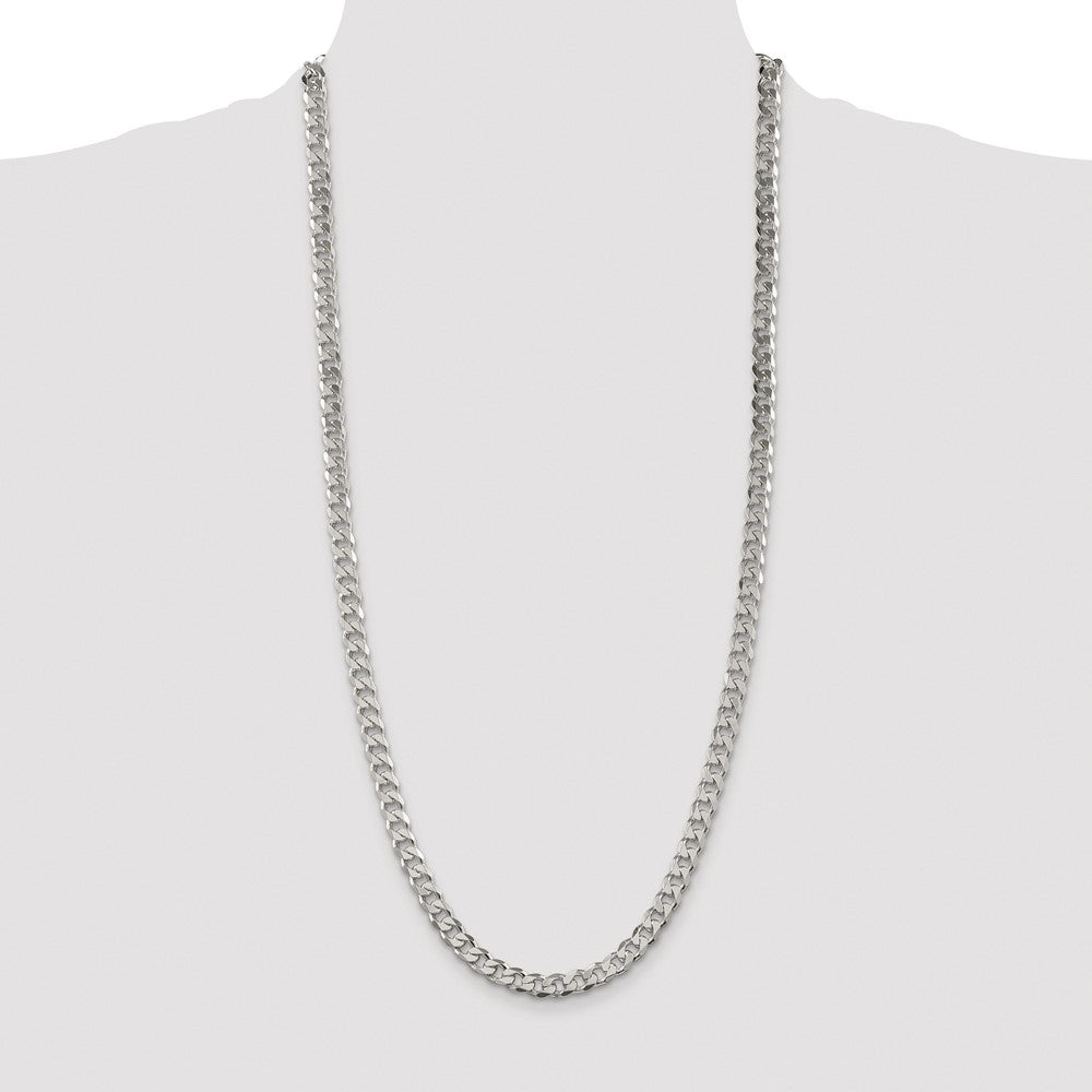 Buy Stylish Rhodium-Plated 7mm Pave Curb Chain in Sterling Silver | Luxury Value