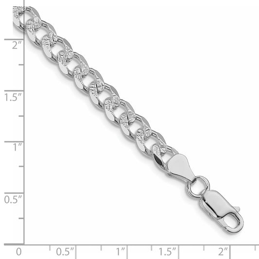 Buy Affordable 7mm Pav Curb Chain in Rhodium-Plated Sterling Silver