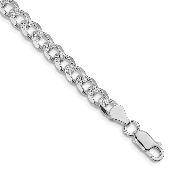 7mm Rhodium-Plated Sterling Silver Pavé Curb Chain - Style GR1-1030030