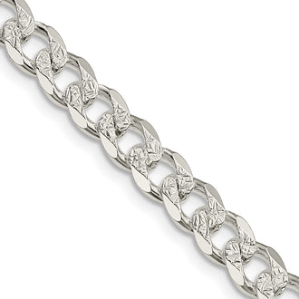 High-Quality 7mm Pav Curb Chain in Sterling Silver - Stylish & Affordable!
