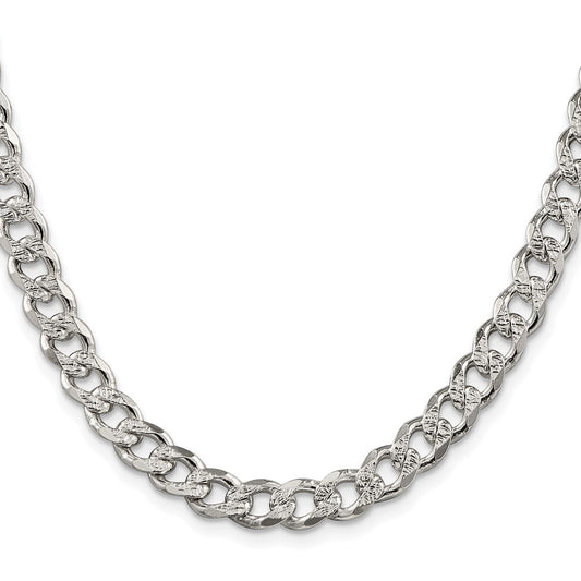 Exclusive Rhodium-Plated Sterling Silver 7.5mm Curb Chain - Stylish Value!