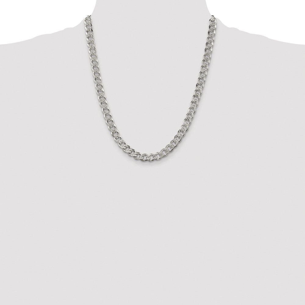 Exclusive Rhodium-Plated Sterling Silver 7.5mm Curb Chain - Stylish Value!