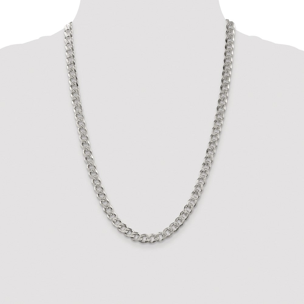 Buy Stylish Rhodium-Plated Sterling Silver 7.5mm Pav Curb Chain - Affordable Luxury