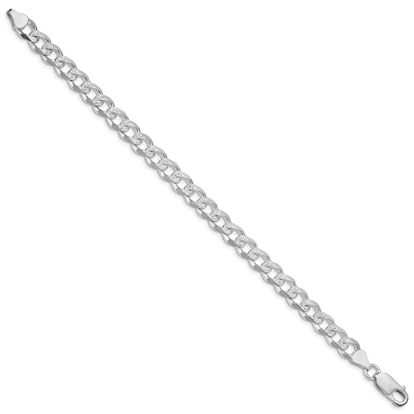 Rhodium-Plated Sterling Silver 7.5mm Pave Curb Chain
