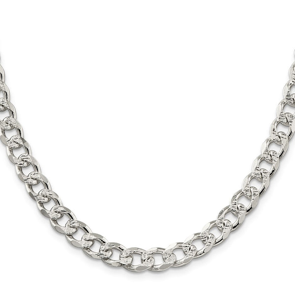 8.3mm Sterling Silver Pavé Curb Chain Necklace