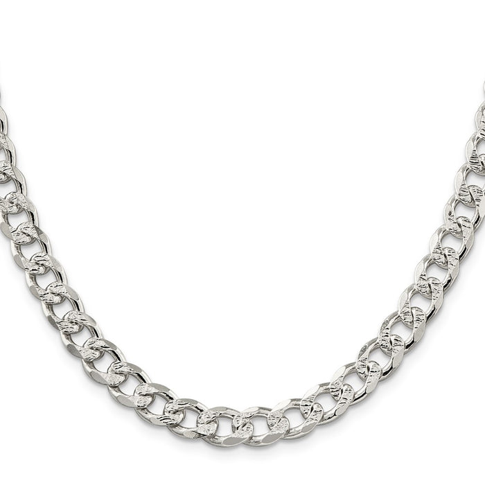 High-Quality 8.3mm Sterling Silver Pav Curb Chain Necklace - Stylish Value!-2