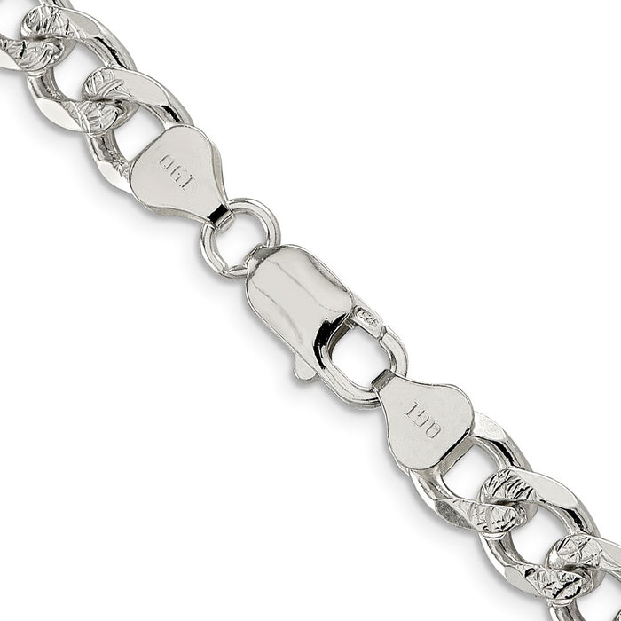 High-Quality 8.3mm Sterling Silver Pav Curb Chain Necklace - Stylish Value!-3