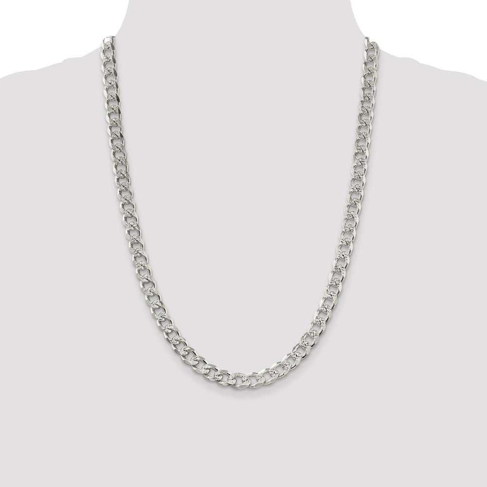 High-Quality 8.3mm Sterling Silver Pav Curb Chain Necklace - Stylish Value!
