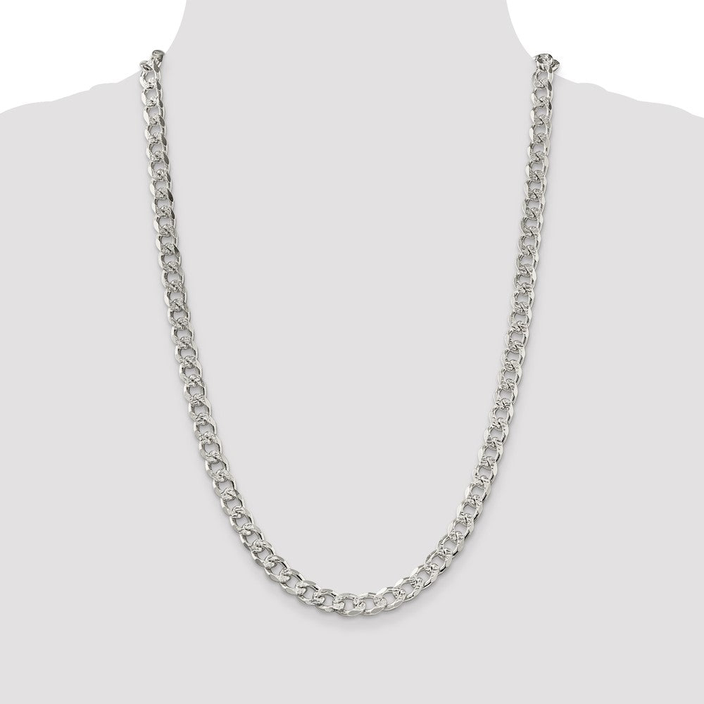 High-Quality Sterling Silver 8.3mm Pav Curb Chain - Stylish Value Accessory