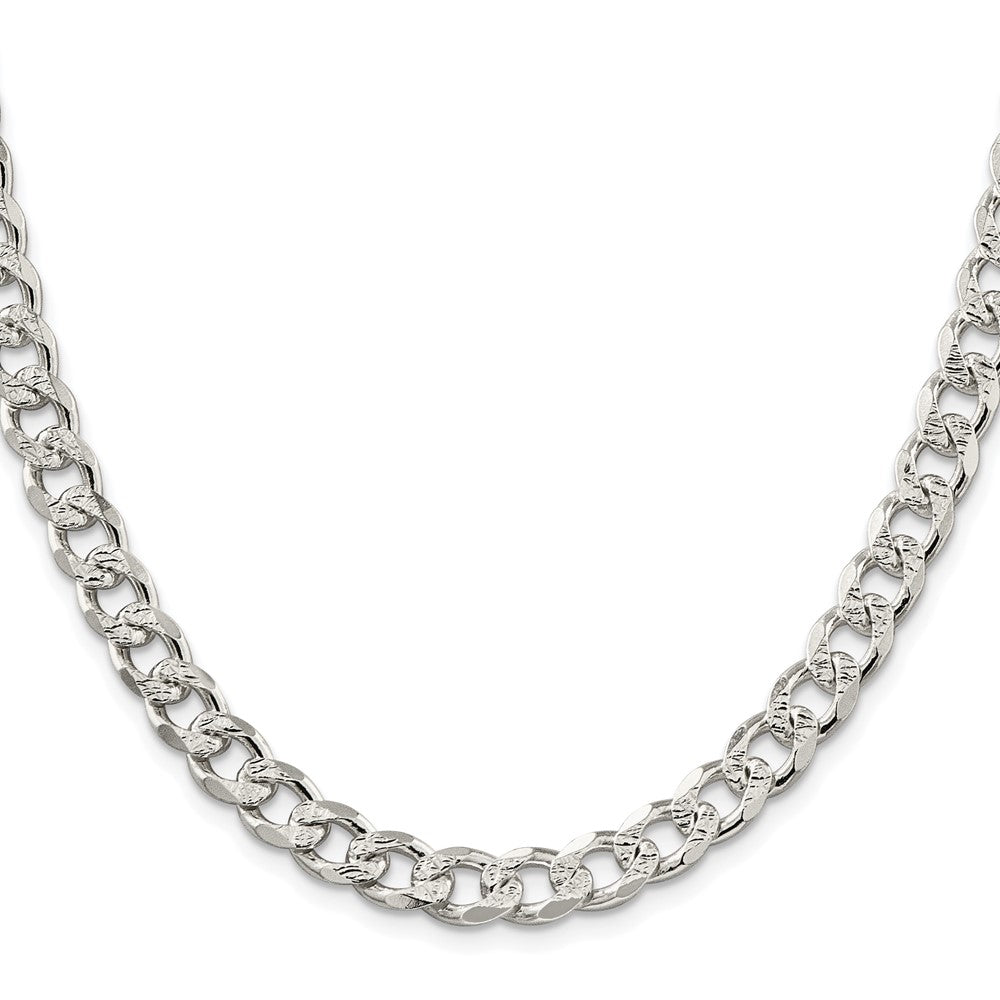 Buy Exclusive Rhodium-Plated 8.3mm Sterling Silver Curb Chain - Stylish Value!