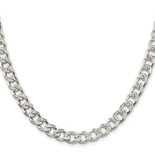 Buy Stylish Rhodium-Plated Sterling Silver 8.3mm Pav Curb Chain - Luxury Value