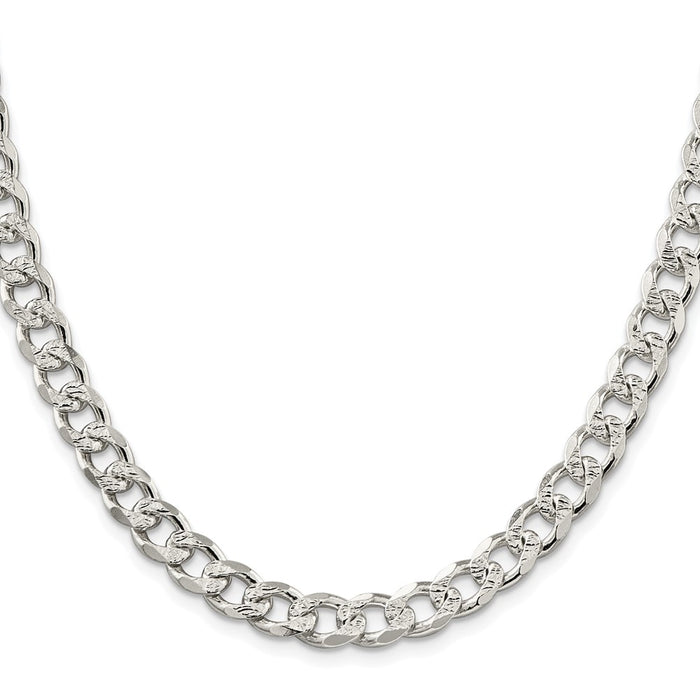 Buy Stylish Rhodium-Plated Sterling Silver 8.3mm Pav Curb Chain - Luxury Value-2